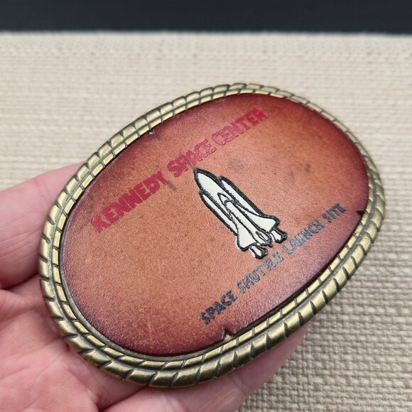Leather Face Kennedy Space Center Vintage Belt Buckle B889 - Picture 2 of 6